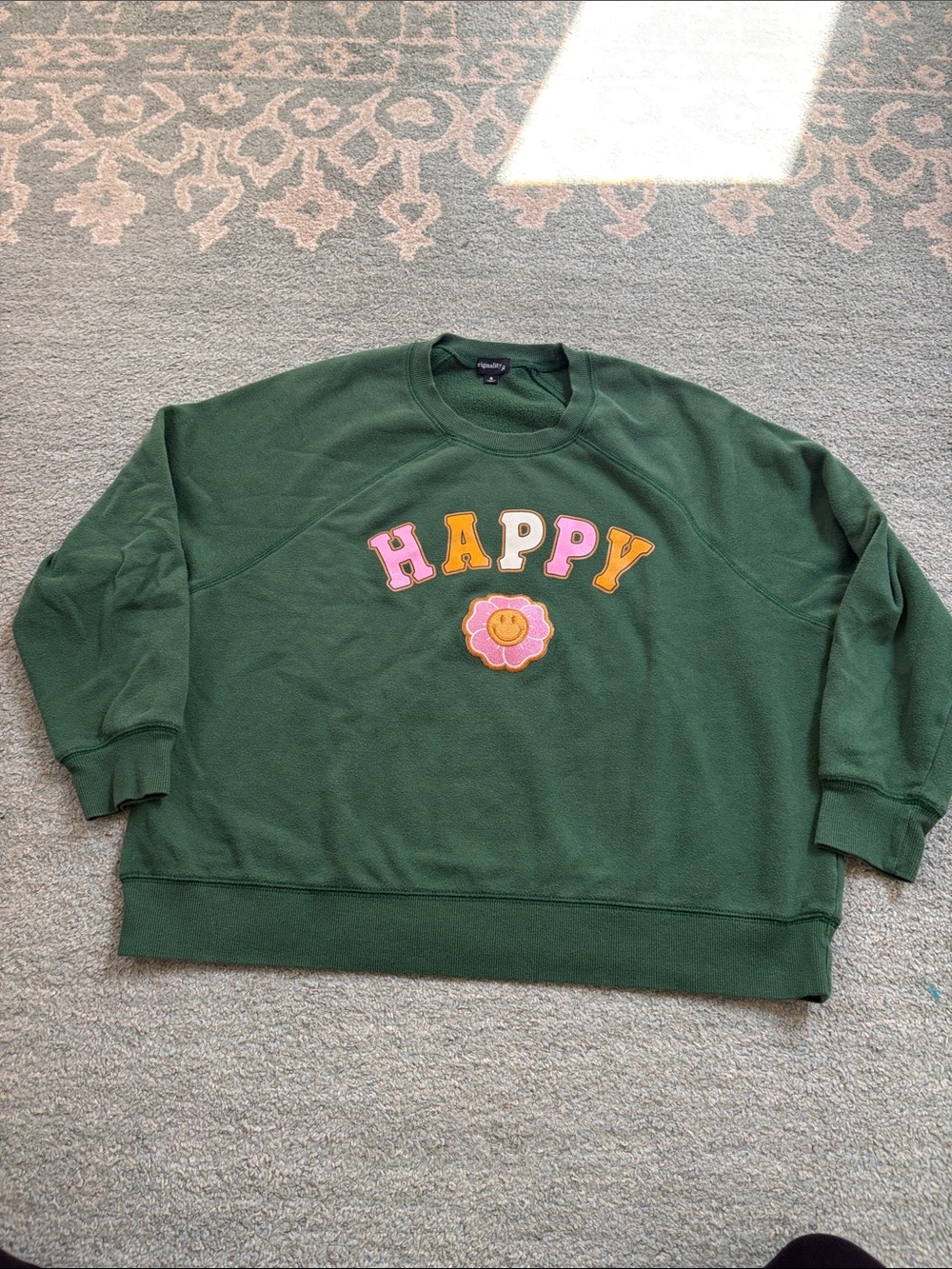 Happy Graphic Forest Green Sweatshirt